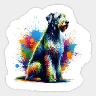 Majestic Irish Wolfhound in Vivid Splash Art Style Sticker